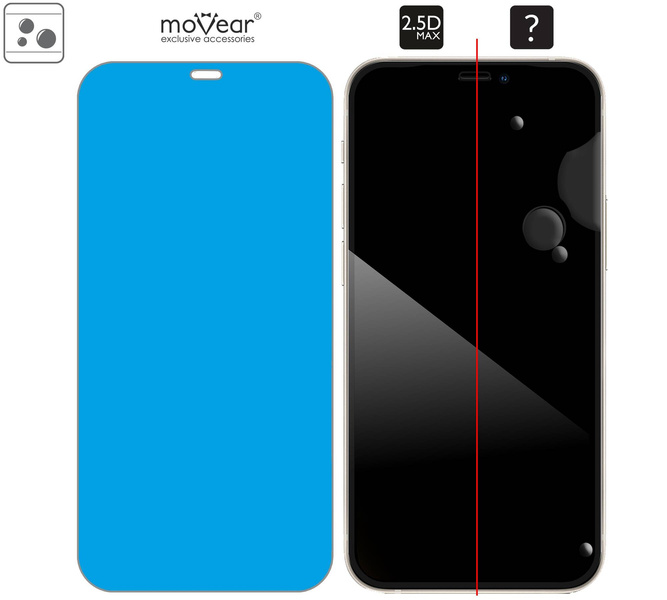 2 pcs. | moVear GLASS mSHIELD 2.5D MAX for Apple iPhone 12 Mini (5.4") (case friendly)