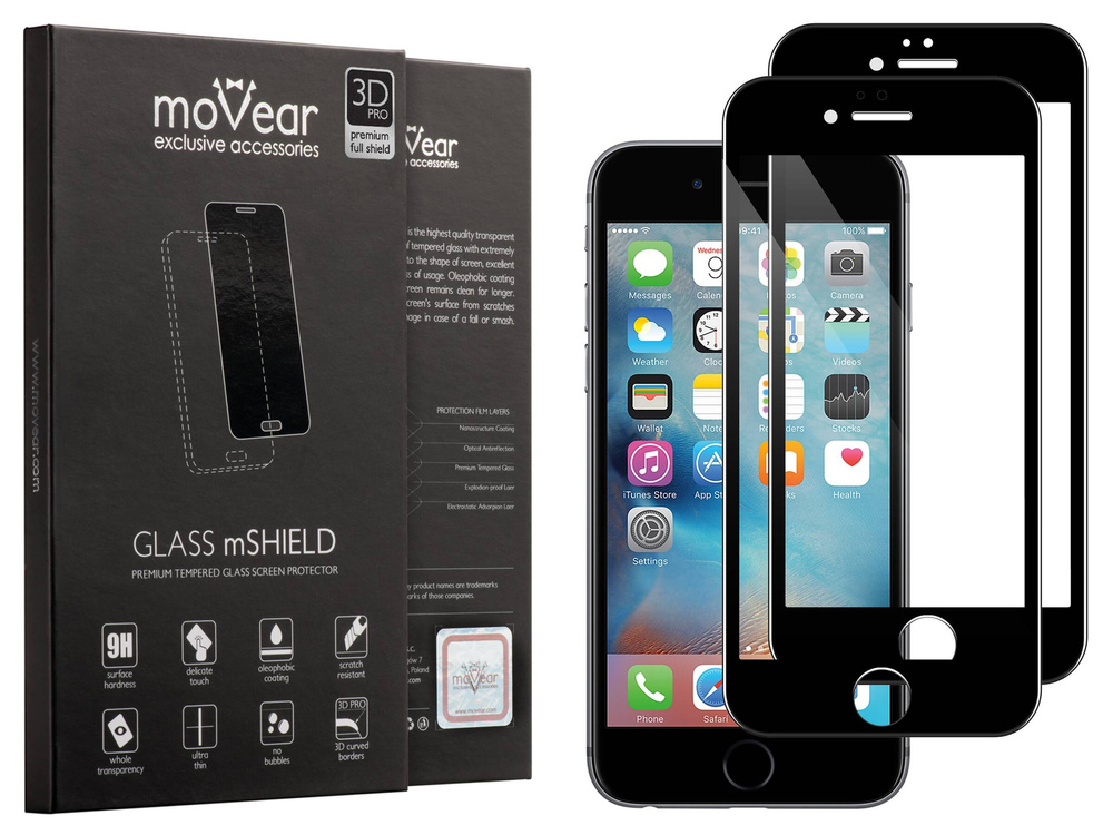 2 pcs. | moVear GLASS mSHIELD 3D PRO for Apple iPhone 6 Plus / 6s Plus (5.5") (full screen protection)