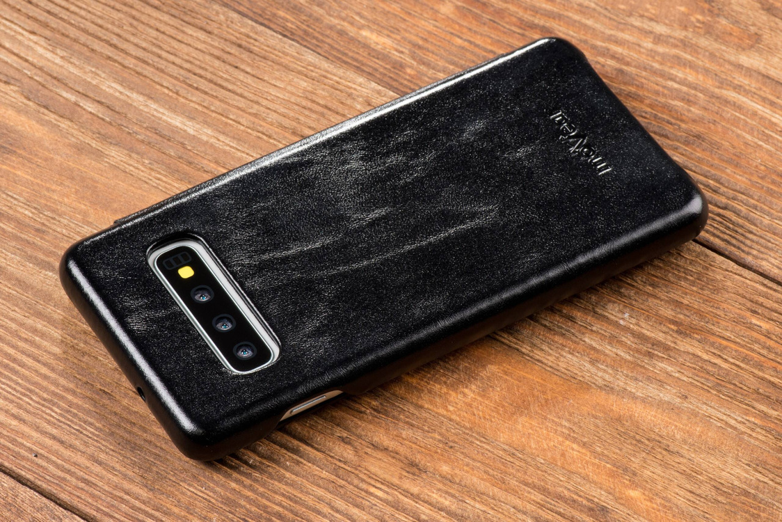 moVear flipSide S Ledertasche für Samsung Galaxy S10 (6.1") | Glatte Leder, Handy Hülle book type (Schwarz)