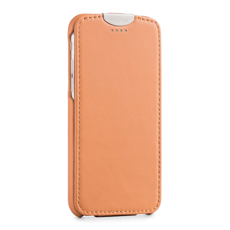 moVear flipDown C+ Leder-Hülle für Apple iPhone 6 / 6s | Glatte Ledercase, Cappuccino