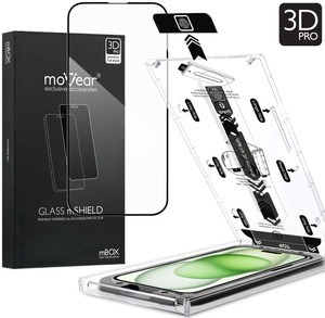 moVear mBOX GLASS mSHIELD 3D PRO for Apple iPhone 16 Plus / 15 Plus (6.7") (easy installation)