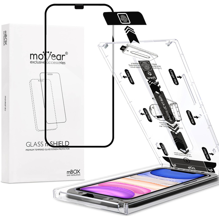 moVear mBOX GLASS mSHIELD 2.5D MAX für Apple iPhone 11 / Xr (6.1") (einfache Installation)