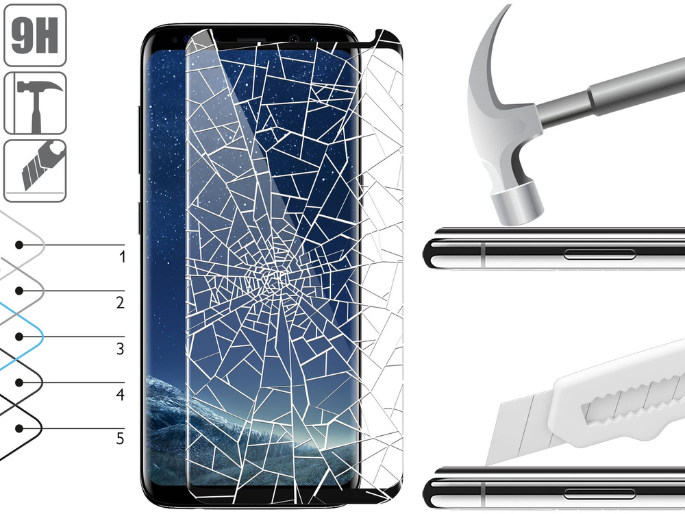2 Stk. | moVear GLASS mSHIELD 3D cf für Samsung Galaxy S8 (5.8") (Handyhülle freundlich)