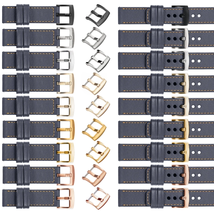 moVear Prestige C1 26mm Uhrenarmband aus Leder | Stahlgrau, Stahlgrau Nähte [Größen XS-XXL und Schnalle zur Auswahl]