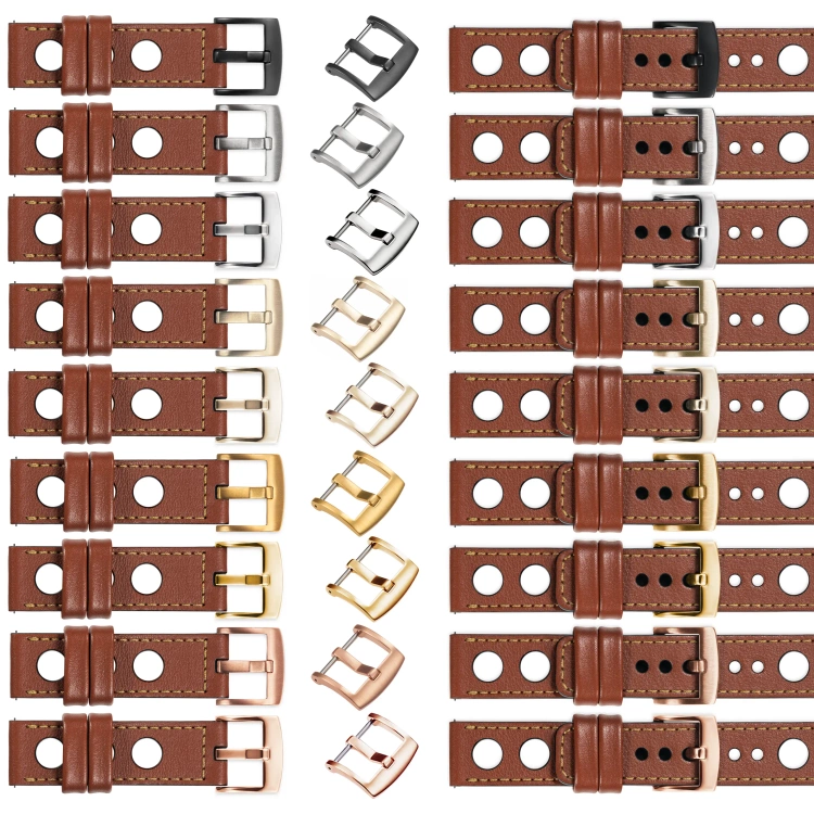 moVear Prestige R1 24mm leather watch strap | Brown, Brown stitching [sizes XS-XXL and buckle to choose from]