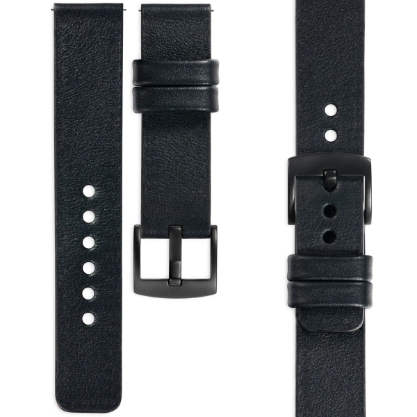 moVear Prestige S1 20mm Leather strap for Samsung Galaxy Watch 7 / 6 / 5 / 4 / 3 & Pro / FE / Classic / Active Black [sizes XS-XXL and buckle to choose from]