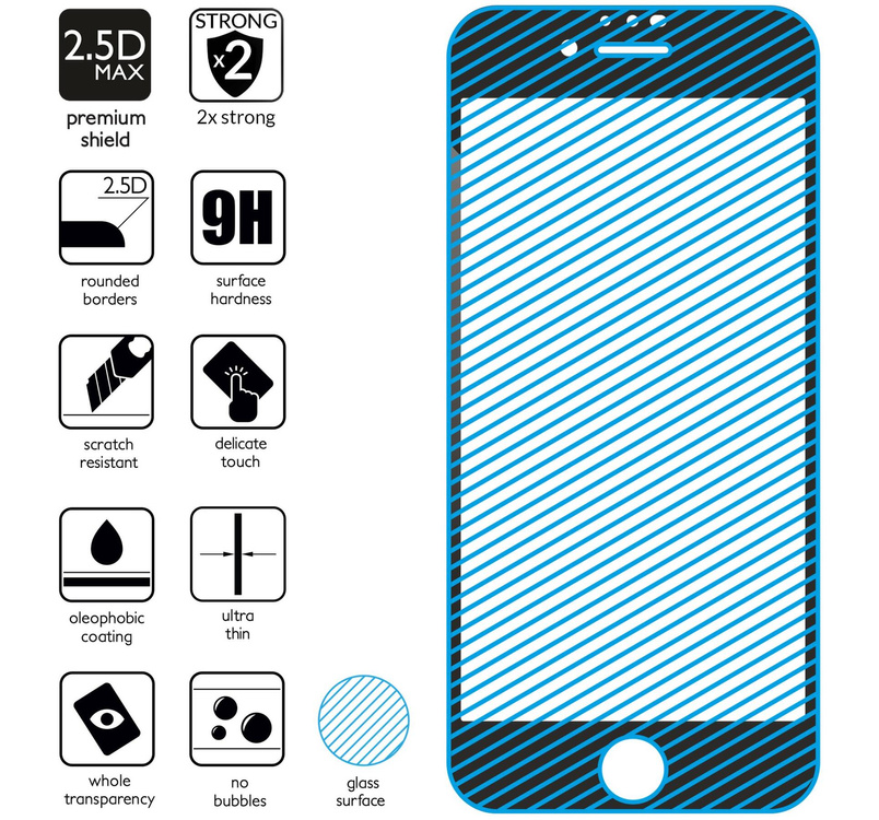 2 pcs. | moVear GLASS mSHIELD 2.5D MAX for Apple iPhone SE (2022 / 2020) / 8 / 7 (4.7") (case friendly)