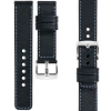 moVear Prestige C1 26mm Uhrenarmband aus Leder | Schwarz, Schwarz Nähte [Größen XS-XXL und Schnalle zur Auswahl]