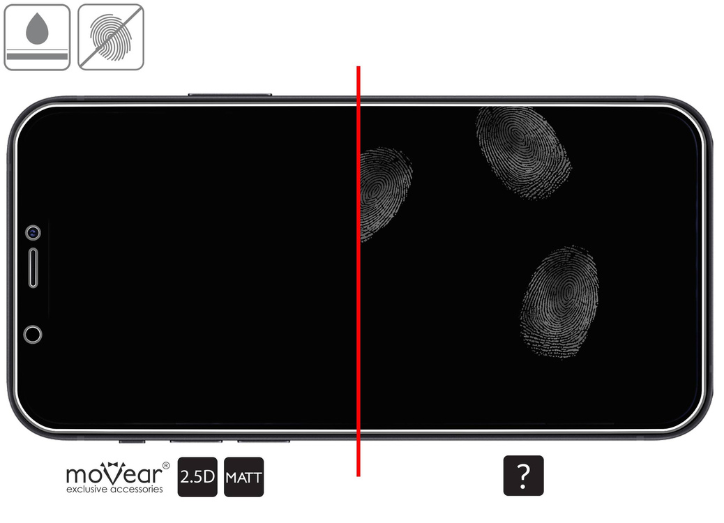 moVear GLASS mSHIELD 2.5D MATT für Apple iPhone 12 Pro / 12 (6.1") | (Antireflex, Handyhülle freundlich)
