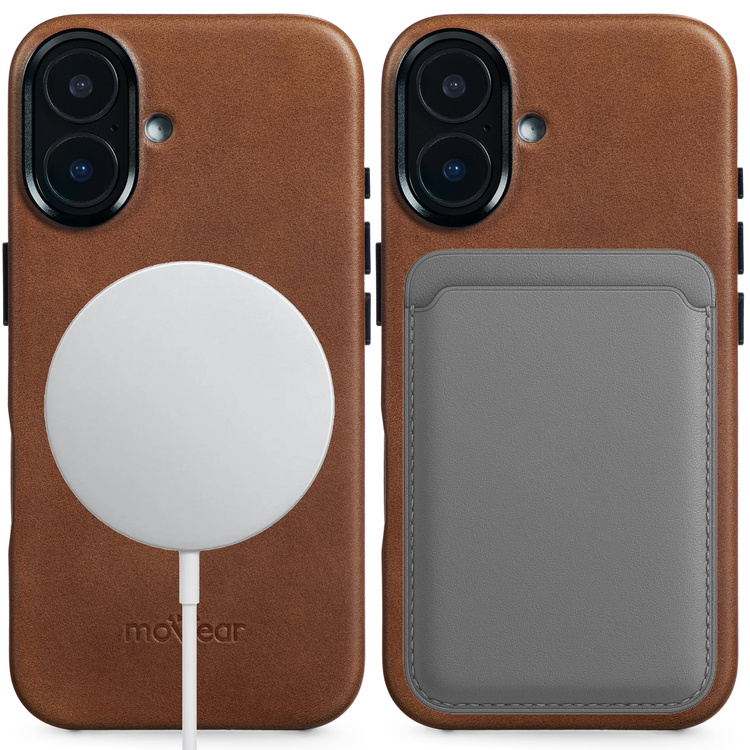 moVear [PRODUCT_MODEL] Lederrückseite für Apple iPhone 16 (6.1") | MagSafe kompatibel, Naturgeöltes Leder (Dunkelbraun)