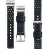moVear Prestige R2 Lederarmband für Garmin QuickFit 20mm (Fenix / Instinct - 43/42/40mm) Schwarz, Schwarz Nähte [Größen XS-XXL und Schnalle zur Auswahl]