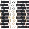 moVear Prestige R2 20mm Schwarz Lederarmband für Apple Watch 10 / 9 / 8 / 7 / 6 / 5 / 4 / SE (42/41/40mm) | Schwarz Nähte [Größen XS-XXL und Schnalle zur Auswahl]