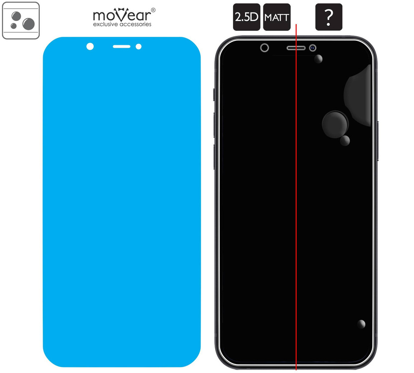 moVear GLASS mSHIELD 2.5D MATT für Apple iPhone 12 Pro / 12 (6.1") | (Antireflex, Handyhülle freundlich)