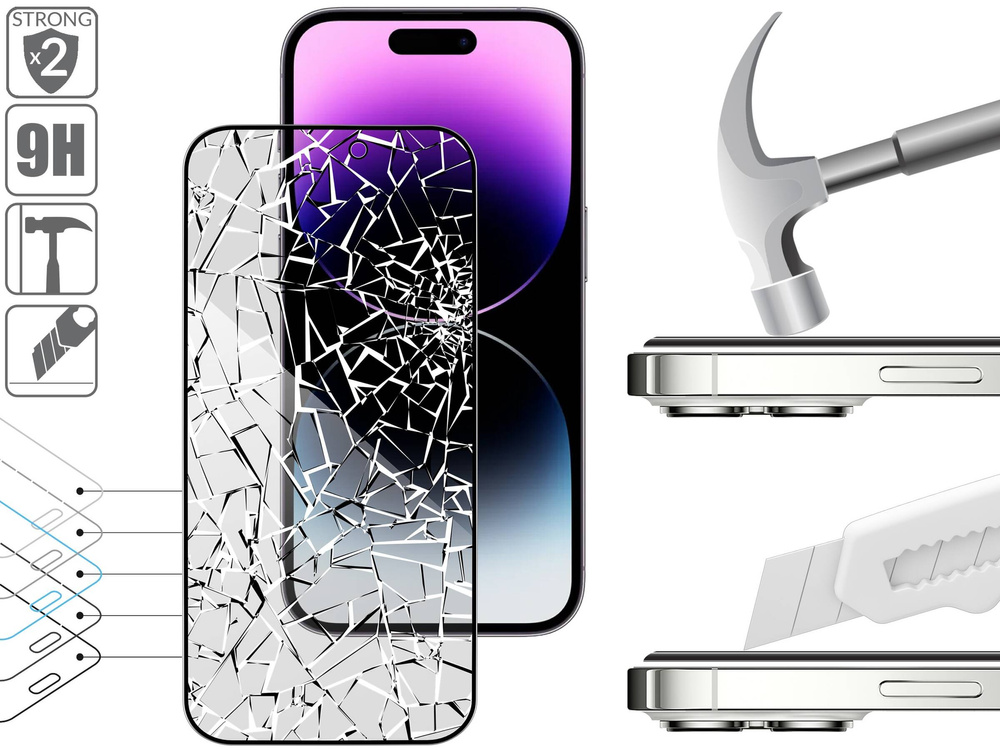 2 pcs. | moVear GLASS mSHIELD 2.5D MAX privacy for Apple iPhone 14 Pro Max [ROZMIAR_EKRAN] | (Privatizing, case friendly)