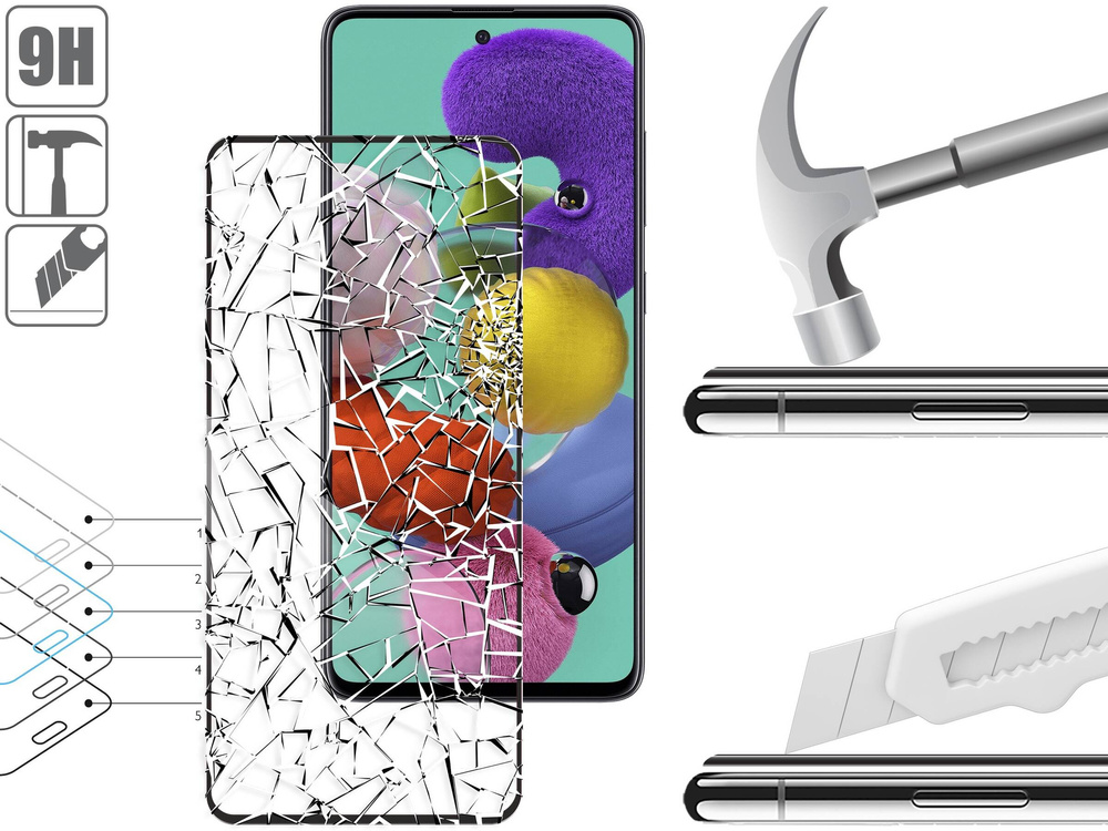 moVear GLASS mSHIELD 3D PRO-E for Samsung Galaxy A51 (6.5") (case friendly)