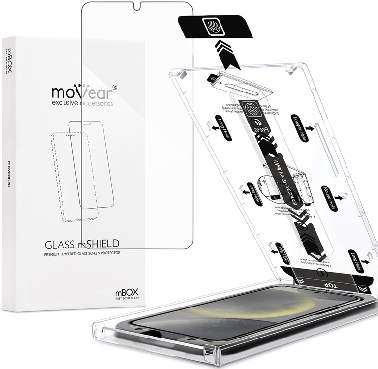 moVear mBOX GLASS mSHIELD 2.5D for Samsung Galaxy S25/S24 (6.2") (easy installation)