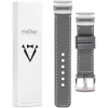 moVear Prestige C1 Lederarmband für Garmin QuickFit 22mm (Fenix / Forerunner / Epix / Instinct / Enduro / Quatix / MARQ - 47/45mm) Grau, Grau Nähte [Größen XS-XXL und Schnalle zur Auswahl]
