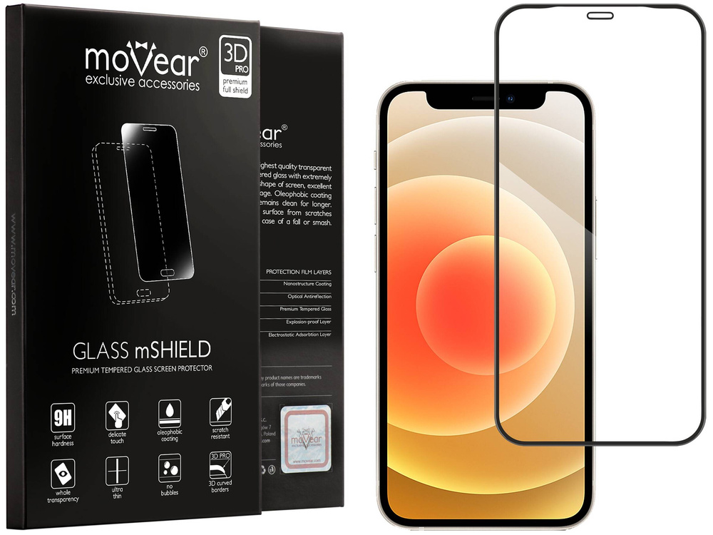 moVear GLASS mSHIELD 3D PRO-E for Apple iPhone 12 Mini (5.4") (case friendly)