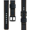 moVear Prestige C1 20mm Uhrenarmband aus Leder | Schwarz, Schwarz Nähte [Größen XS-XXL und Schnalle zur Auswahl]