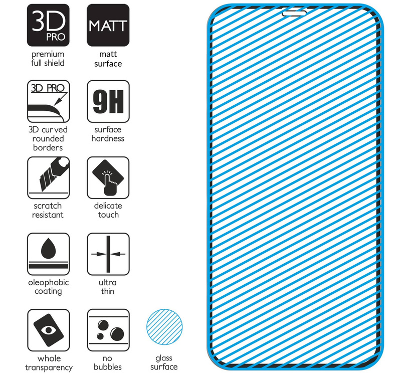 moVear GLASS mSHIELD 3D PRO MATT for Apple iPhone 11 / Xr (6.1") | (Anti-reflective)
