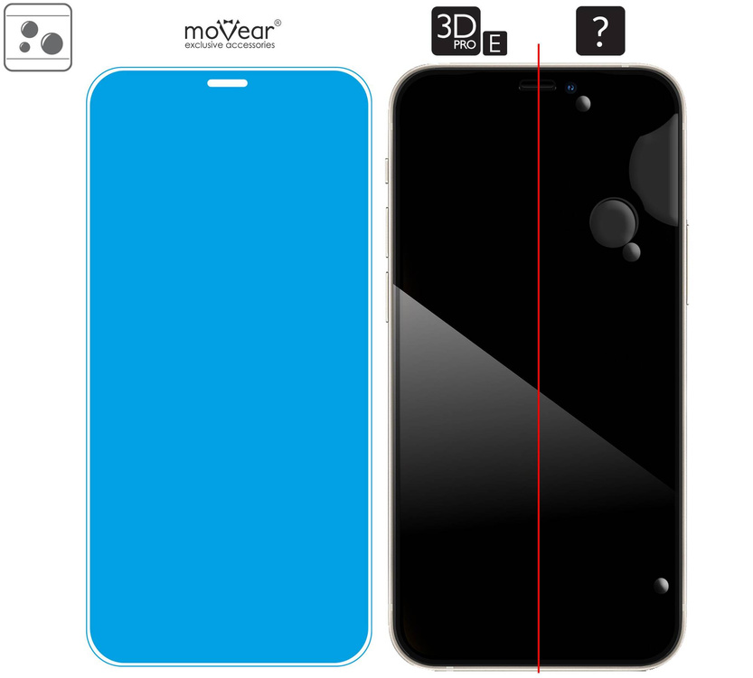 2 pcs. | moVear GLASS mSHIELD 3D PRO-E for Apple iPhone 12 Mini (5.4") (case friendly)