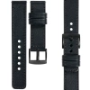 moVear Prestige C1 22mm Uhrenarmband aus Leder | Schwarz, Schwarz Nähte [Größen XS-XXL und Schnalle zur Auswahl]