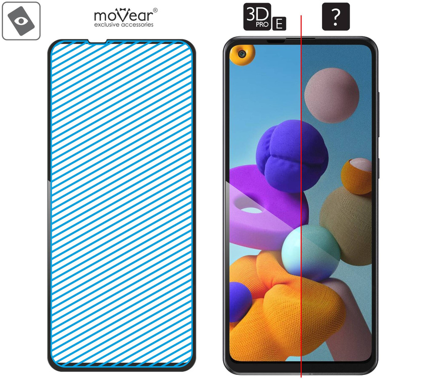 moVear GLASS mSHIELD 3D PRO-E für Samsung Galaxy A21 (6.5") (Handyhülle freundlich)