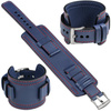 moVear Prestige CW1 22mm Wide leather watch strap with pad for Samsung Galaxy Watch 3 (45mm) / Watch (46mm) / Gear S3 | Navy blue, Navy blue stitching [sizes XS-XXL and buckle to choose from]