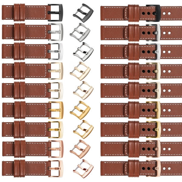 moVear Prestige C1 26mm leather watch strap | Brown, Brown stitching [sizes XS-XXL and buckle to choose from]