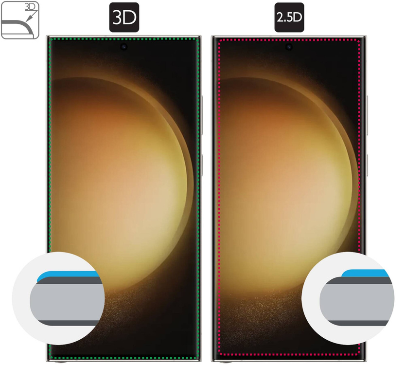 moVear GLASS mSHIELD 3D für Samsung Galaxy S23 Ultra (6.8") (Vollbildschutz)