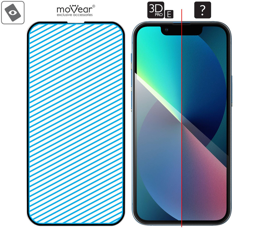 2 Stk. | moVear GLASS mSHIELD 3D PRO-E für Apple iPhone 13 Mini (5.4") (Handyhülle freundlich)