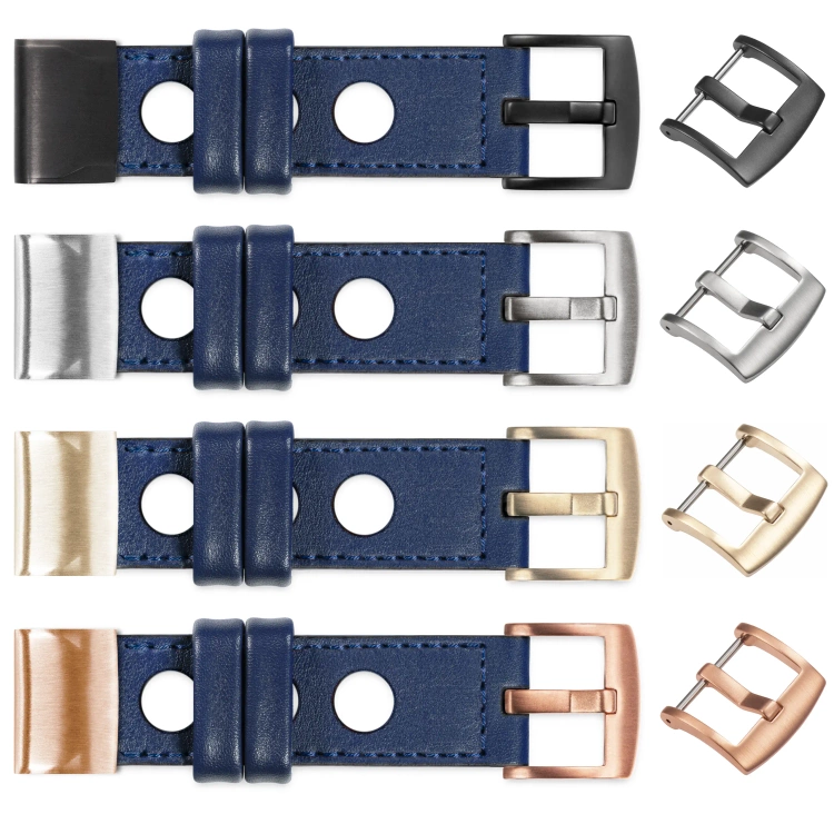 moVear Prestige R1 Leather strap for Garmin QuickFit 22mm (Fenix / Forerunner / Epix / Instinct / Enduro / Quatix / MARQ - 47/45mm) Navy blue, Navy blue stitching [sizes XS-XXL and buckle to choose from]