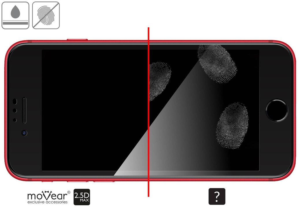 2 pcs. | moVear GLASS mSHIELD 2.5D MAX for Apple iPhone SE (2022 / 2020) / 8 / 7 (4.7") (case friendly)