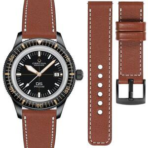 moVear Prestige C1 20mm Brown Leather strap for Certina DS PH200M C036.407.36.050.00 | Brown stitching [sizes XS-XXL]