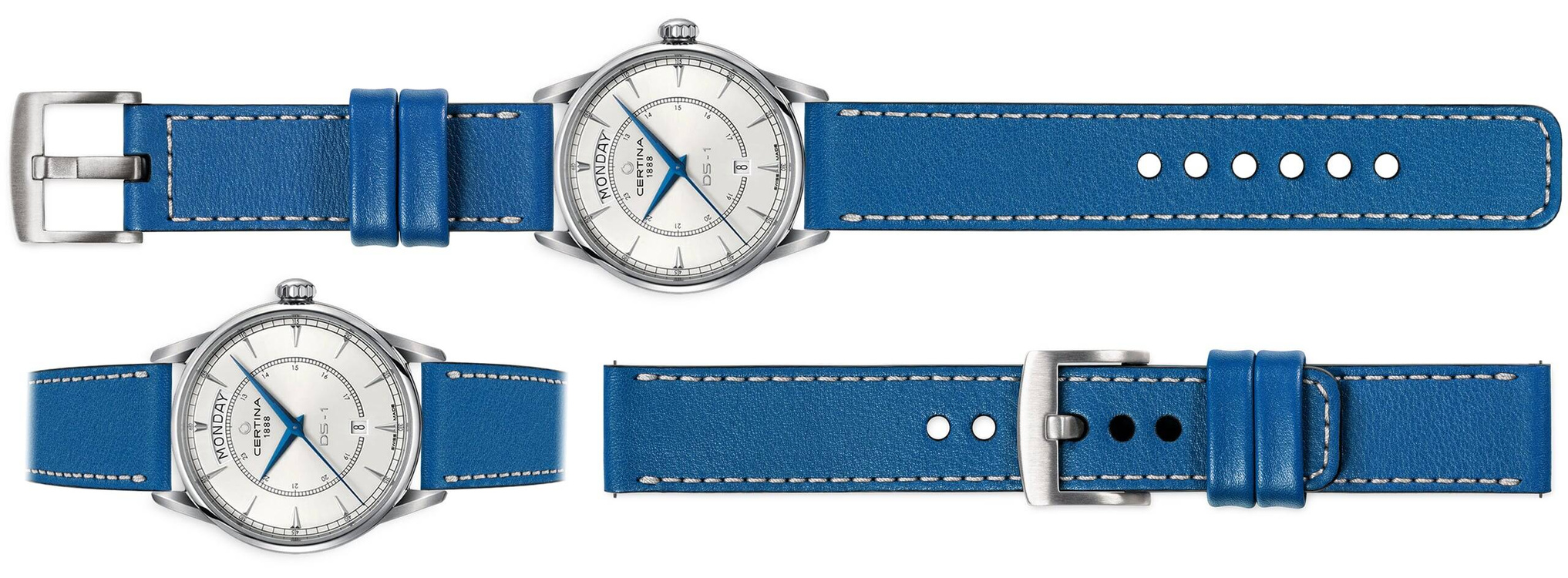 moVear Prestige C1 20mm Blue Leather strap for Certina DS-1 Day Date C029.430.16.011.00 | Blue stitching [sizes XS-XXL]