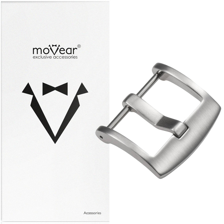 moVear Schnalle U1 - 24mm | Uhrenarmbandschnalle | Edelstahl 304L Gebürstetes Silber