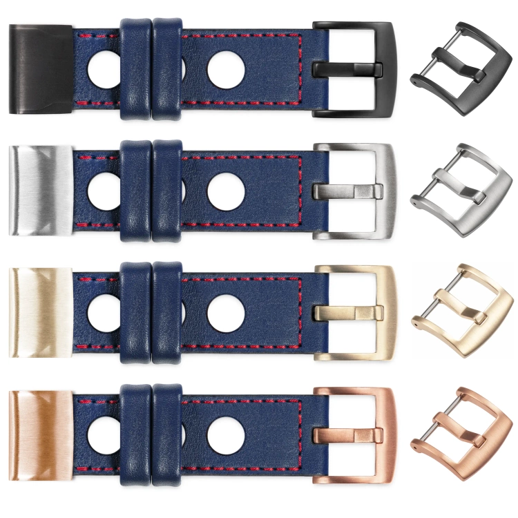 moVear Prestige R1 Leather strap for Garmin QuickFit 22mm (Fenix / Forerunner / Epix / Instinct / Enduro / Quatix / MARQ - 47/45mm) Navy blue, Navy blue stitching [sizes XS-XXL and buckle to choose from]