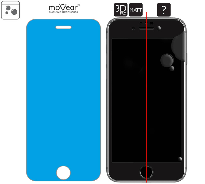 2 Stk. | moVear GLASS mSHIELD 3D PRO MATT für Apple iPhone 6 Plus / 6s Plus (5.5") | (Antireflex)