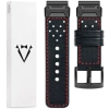 moVear Prestige R3X Lederarmband für Garmin QuickFit 22mm (Fenix / Forerunner / Epix / Instinct / Enduro / Quatix / MARQ - 47/45mm) Schwarz, Schwarz Nähte [Größen XS-XXL und Schnalle zur Auswahl]