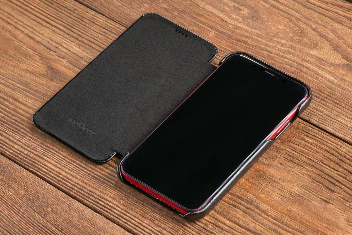 moVear flipSide S Leather slim case for Apple iPhone Xr (6.1") | Vintage Leather (Black)