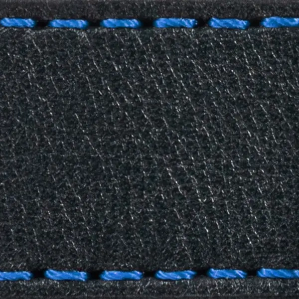 Gurt C1 23mm | Schwarz / Blau Thread | Lederteile ohne Schnalle