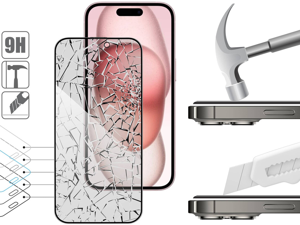moVear mBOX GLASS mSHIELD 2.5D MAX privacy for Apple iPhone 16 / 15 (6,1") (Anti spy, with Applicator)