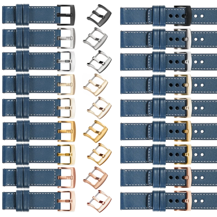 moVear Prestige C1 26mm Uhrenarmband aus Leder | Blaue Jeans, Blaue Jeans Nähte [Größen XS-XXL und Schnalle zur Auswahl]