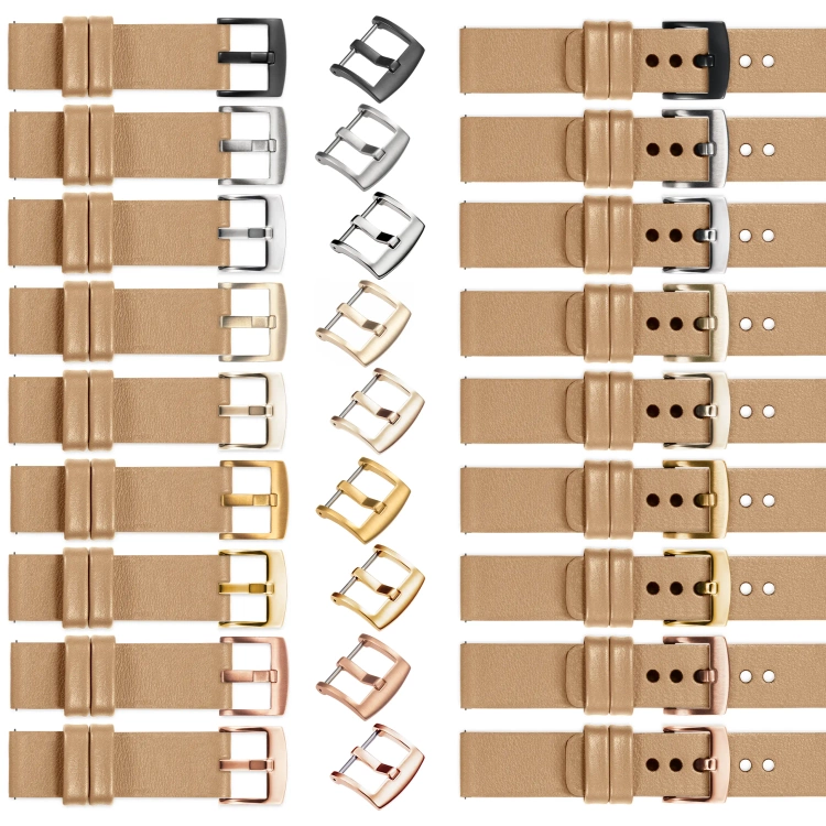 moVear Prestige S1 18mm Lederarmband für Garmin Vivoactive 4S, Venu 3S/2S, Vívomove 3S Cappuccino [Schließe nach Wahl]