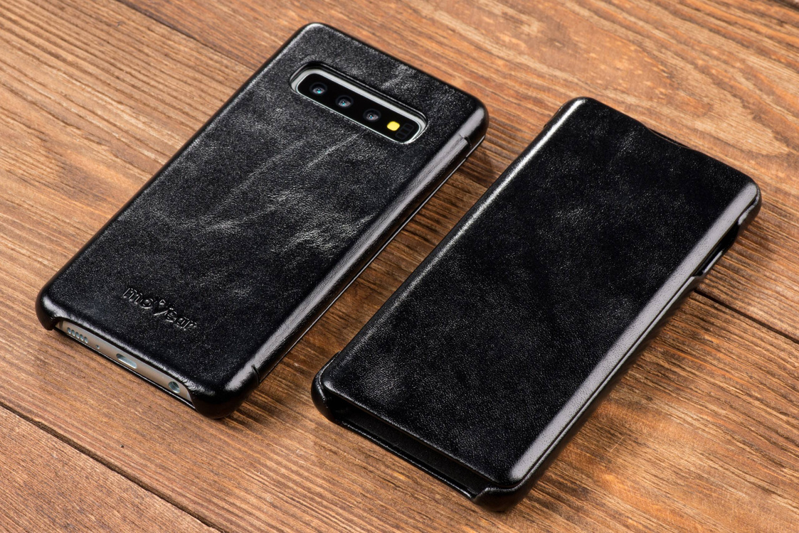 moVear flipSide S Leather slim case for Samsung Galaxy S10 (6.1") | Vintage Leather (Black)