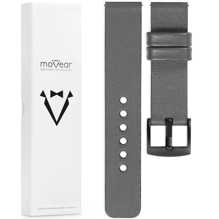 moVear Prestige S1 22mm Leather strap for Xiaomi Watch S1 / Mi Watch / Amzfit Gray [sizes XS-XXL and buckle to choose from]