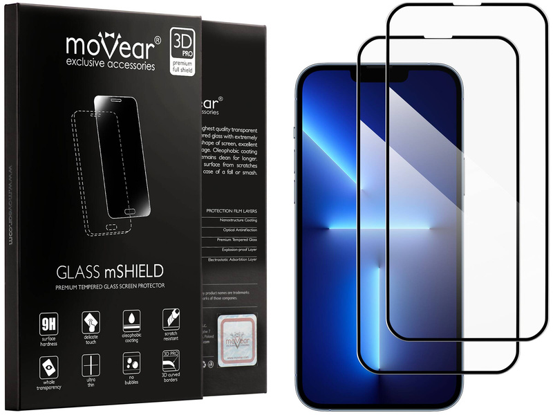 2 Stk. | moVear GLASS mSHIELD 3D PRO-E für Apple iPhone 14 Plus / 13 Pro Max (6.7") (Handyhülle freundlich)