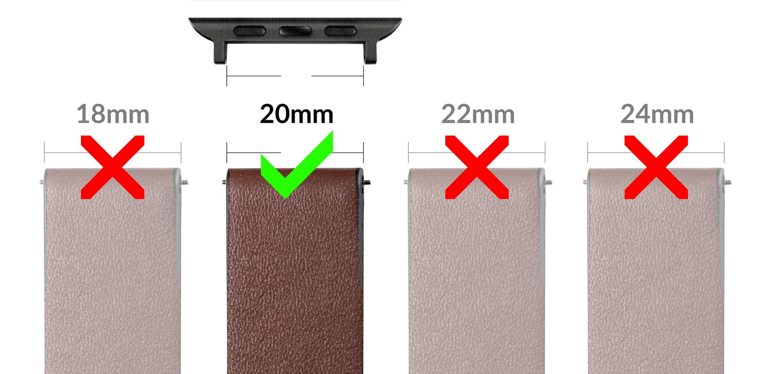 moVear | 20mm Uhrenarmbandadapter für Apple Watch 9/8/7/6/SE/5/4/3/2/1 (41/40/38mm) | Schwarz Rostfreier Stahl +PVD