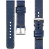 moVear Prestige C1 20mm Navy blau Lederarmband für Samsung Galaxy Watch 7 / 6 / 5 / 4 / 3 & Pro / FE / Classic / Active | Navy blau Nähte [Größen XS-XXL und Schnalle zur Auswahl]