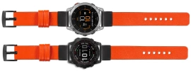 moVear Prestige S1 Lederarmband für Garmin QuickFit 26mm (Fenix / Epix / Quatix / Tactix / Enduro - 51mm) Orange [Schließe nach Wahl]